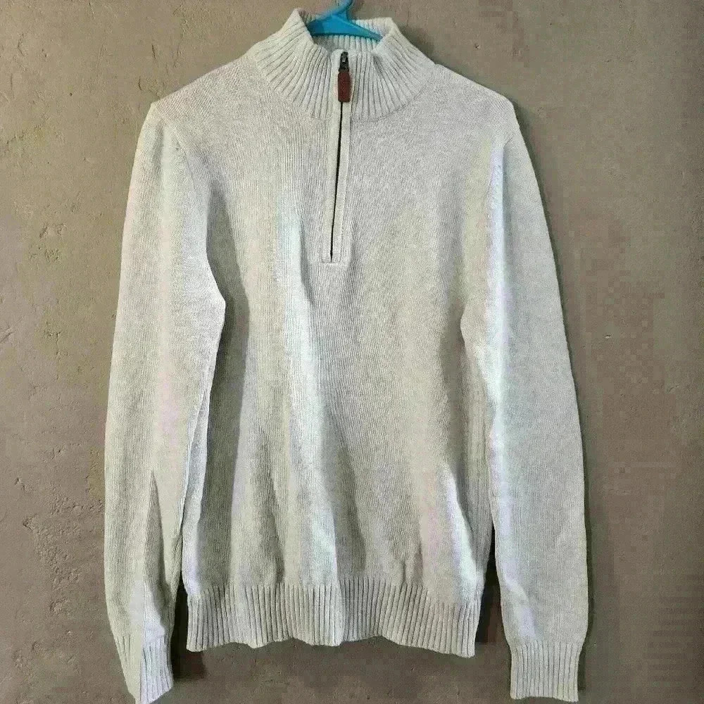 St. John's Bay half zip sweater cream men's size small